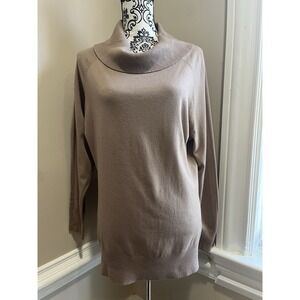 New Vila Milano size XL Beige Cow neck Tight Knit Sweater Clean Girl Minimalist